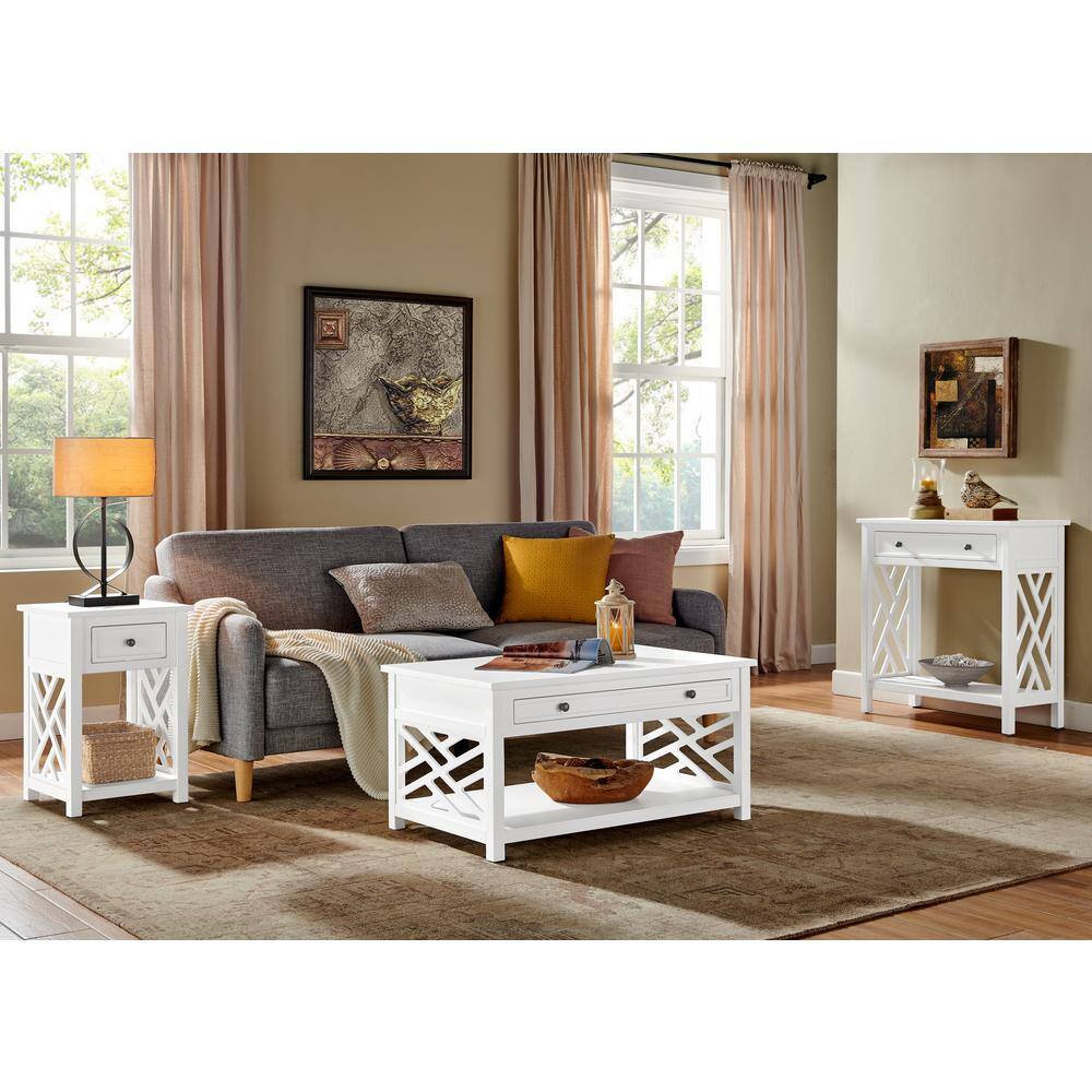 Coventry 15.75'' White Pine End Table with Drawer and Shelf