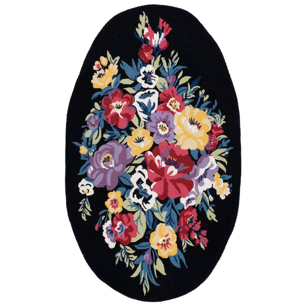 Chelsea 3 ft. x 5 ft. Black/Rose Oversized Floral Oval Area Rug price history on PriceWatchPro