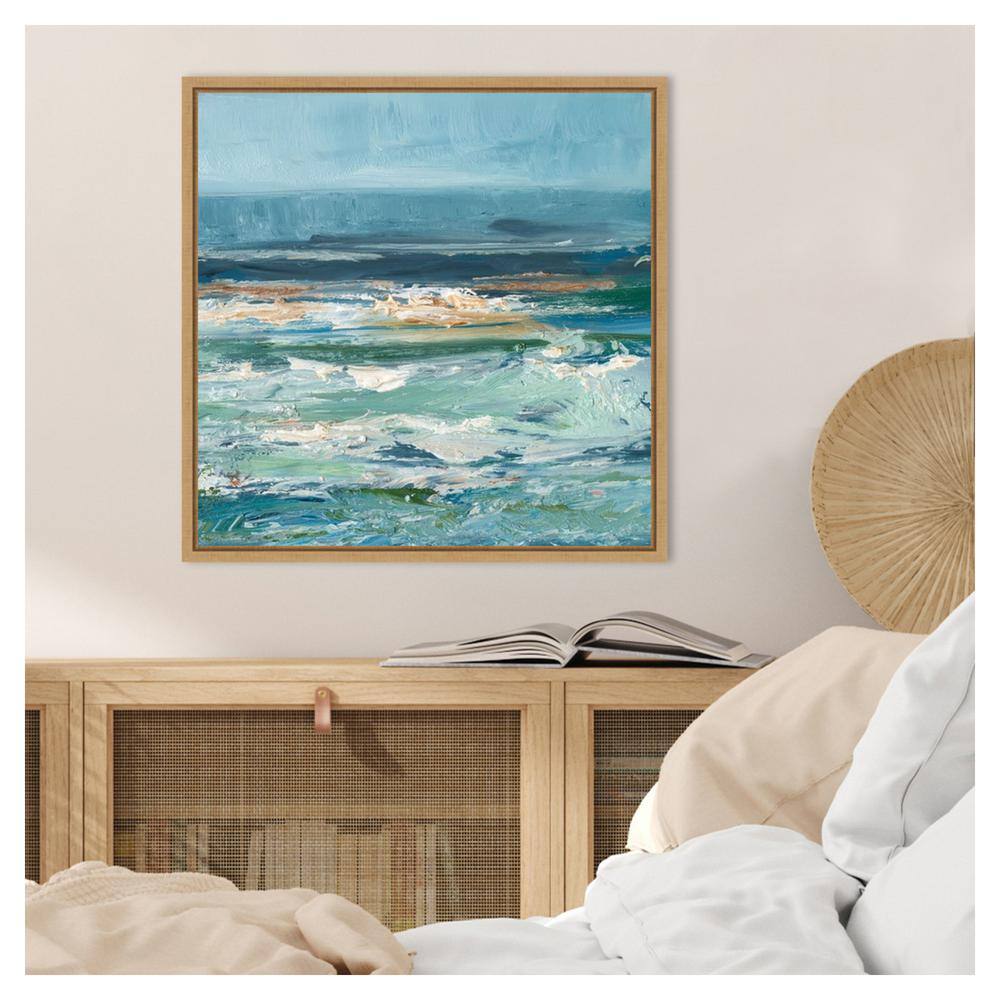 Ethan Harper Coastal Abstract Canvas Print with Maple Frame