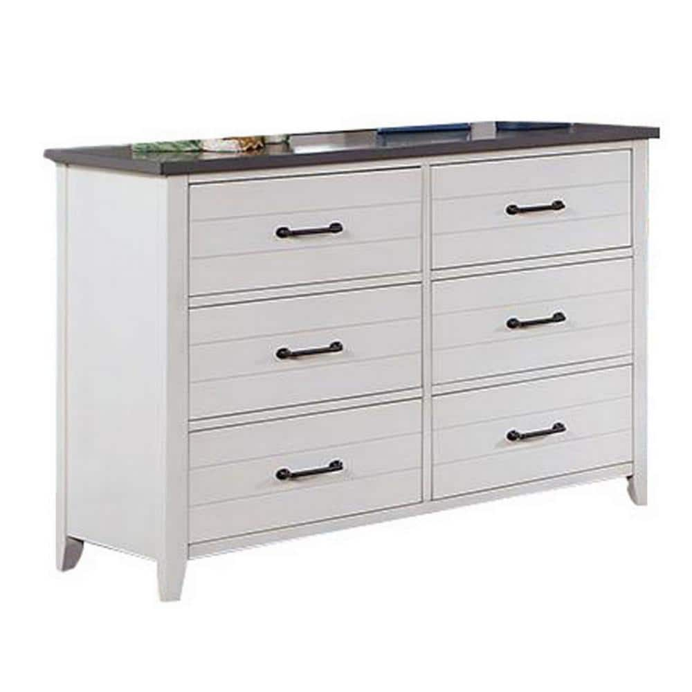 Benjara White, Gray And Black 6-Drawer 47.62 In. W Dresser Without ...