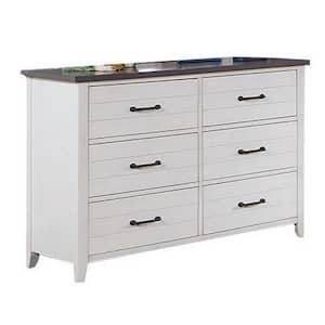 White, Gray and Black 6-Drawer 47.62 in. W Dresser Without Mirror