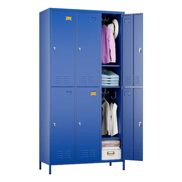 35.43 in. W x 72 in. H x 15.7 in. D Lockable Freestanding Cabinets with 6-door for School, Gym and Home in Blue