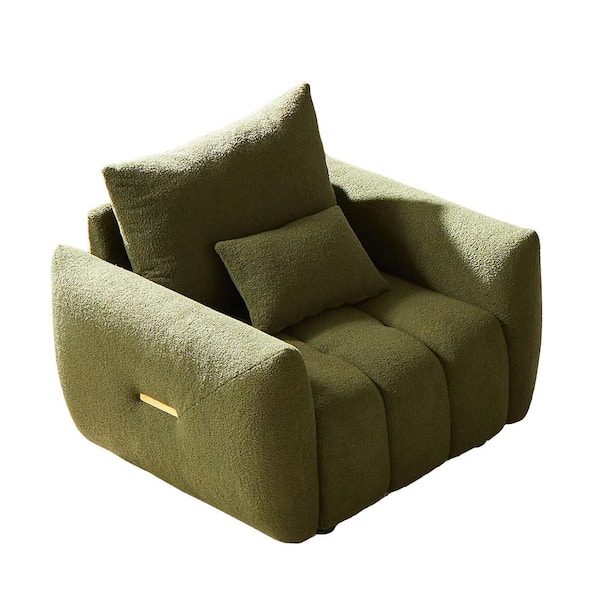 ZWWDSA 36.8 in. Straight Arm Fabric Square Sofa with Removable Covers in. Moss Green & Brass Gold