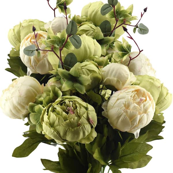 Unbranded 19.7 in. Green Artificial Peony Flower