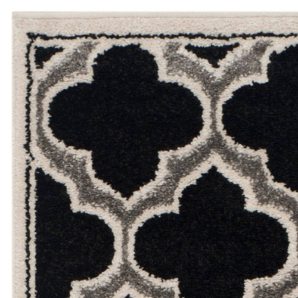 Anthracite/Ivory Geometric 2'3" X 7' Synthetic Easy-Care Runner Rug
