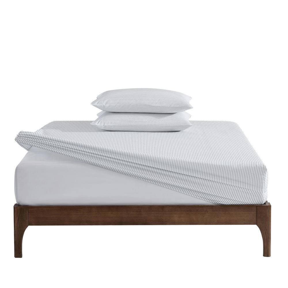 Heather Gray Stripe Full Microfiber Sheet Set with Deep Pockets