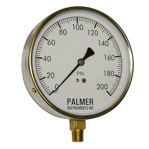 Palmer Instruments 4.5 in. Dial 200 psi Stainless Steel Case Contractor Gauge