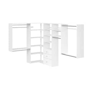Ultimate 84 in. W - 115 in. W White Corner System Wall Mount 18-Shelf Wood Closet System