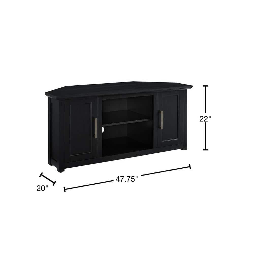 Camden 48" Black Corner TV Stand with Cabinets
