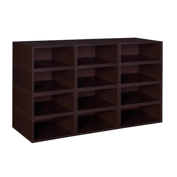 Regency 19.5 in. H x 52 in. W x 13 in. D Brown Wood 12-Cube Organizer