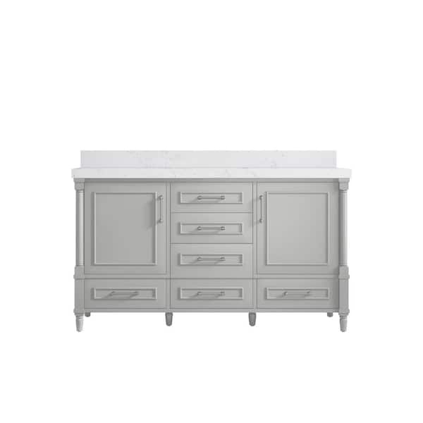 Willow Collections Hudson 60 in. W x 22 in. D x 36 in. H Single Sink Bath Vanity in Coventry Gray with 2 in. Empira Quartz Top