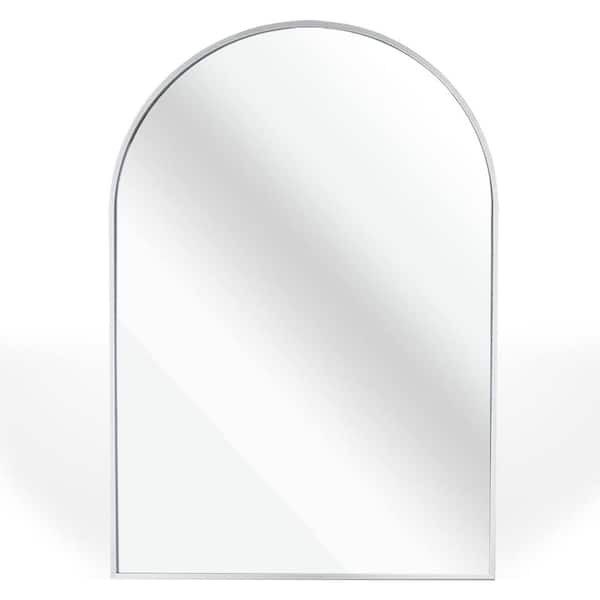 Unbranded 24 in. W x 32 in. H Arched Framed Wall Bathroom Vanity Mirror in Silver for Bathroom, Living Room