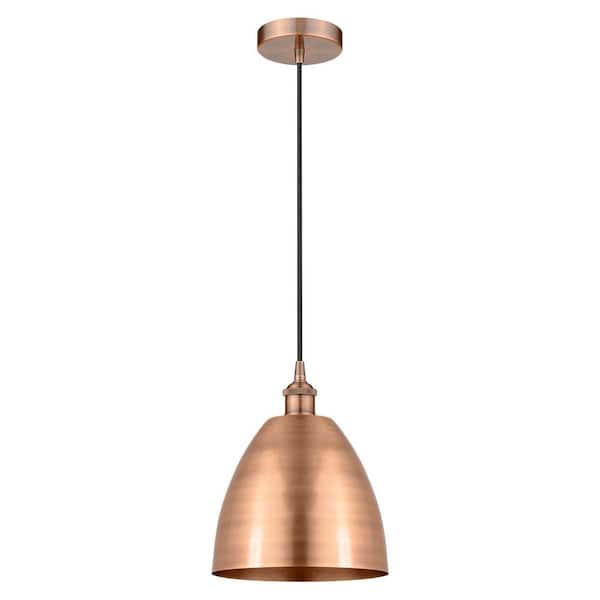 Edison Dome 100-Watt 1-Light Antique Copper Standard Mini Pendant Light with Metal Shade