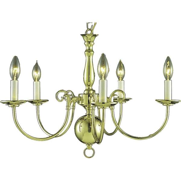 Volume Lighting 5-Light Polished Brass Interior Chandelier