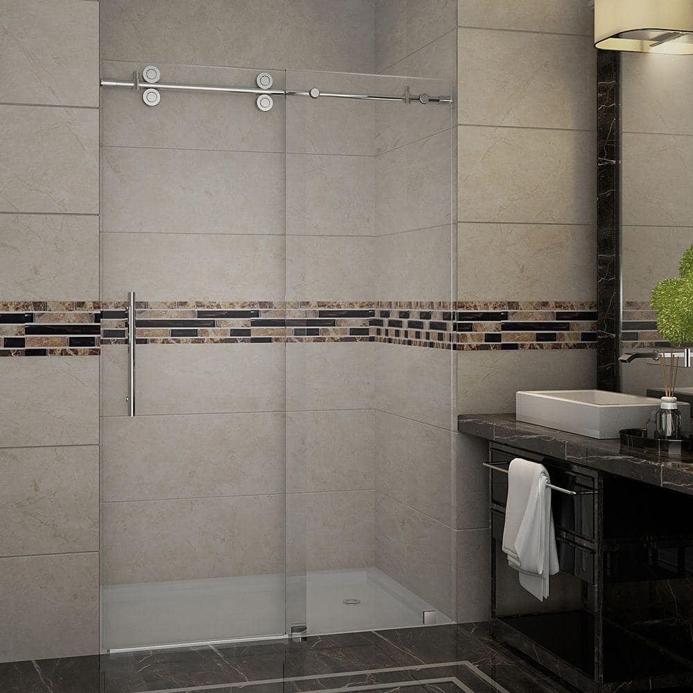 Langham 75'' Frameless Clear Tempered Glass Sliding Shower Door