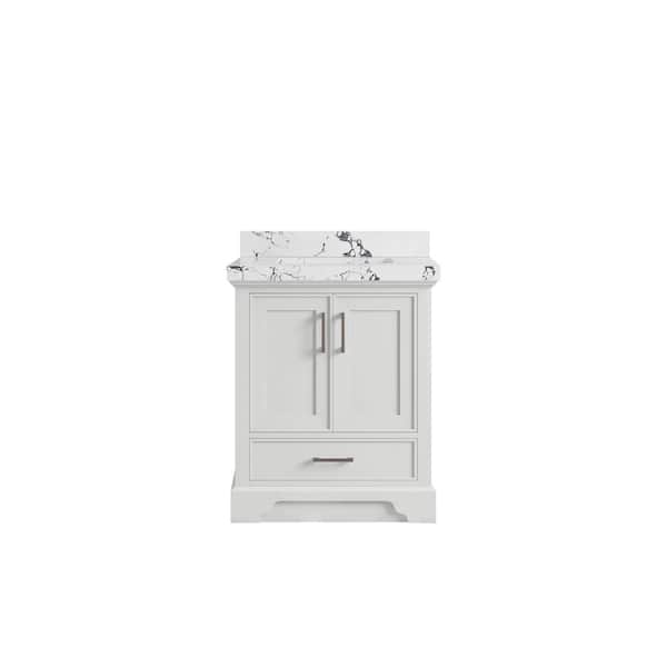 Willow Collections Charlotte 30 in. Single Sink Freestanding White Bath Vanity with Viola Night Qt. Top Unassembled
