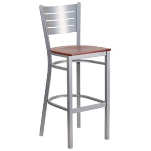 30 in. Cherry and Silver Bar Stool