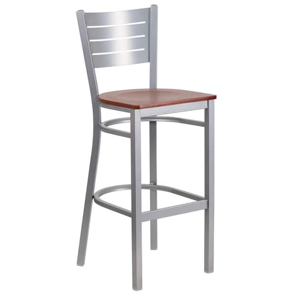 Flash Furniture 30 in. Cherry and Silver Bar Stool