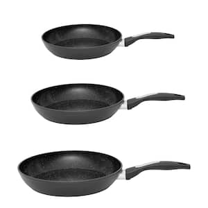 Essentials 3-Piece Cast Aluminum Nonstick Fry Pan Set in Black