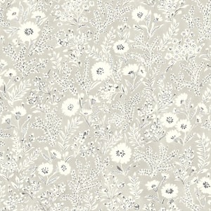 Agathon Taupe Floral Matte Pre-pasted Paper Wallpaper