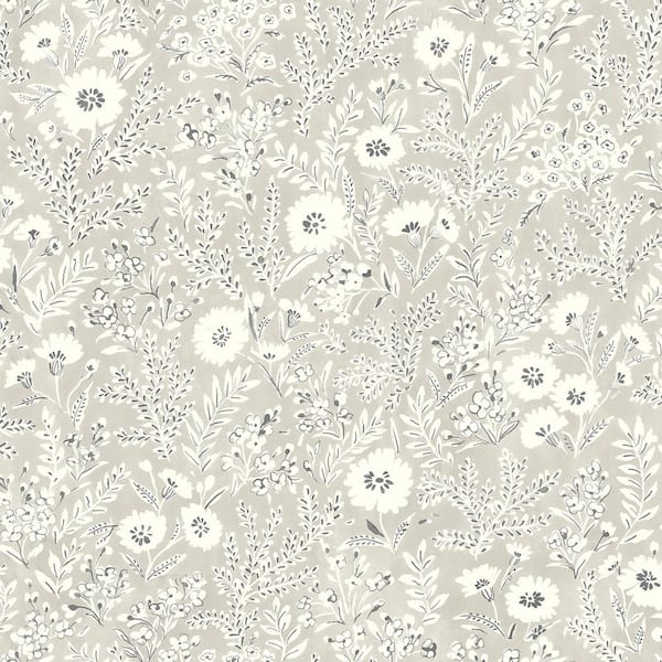 Agathon Taupe Floral Matte Pre-pasted Paper Wallpaper