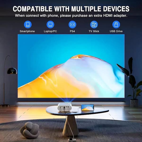 Lukyamzn 1920 x 1080 Mini Projector-Full HD Supported Home Movie