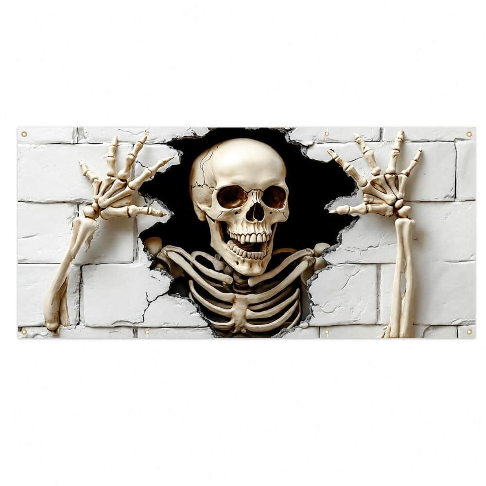 Foldable Skull Halloween Garage Door Banner Backdrop for Walls, Porches, Indoor and Outdoor, Spooky Party, 6 x 13 ft price history on PriceWatchPro