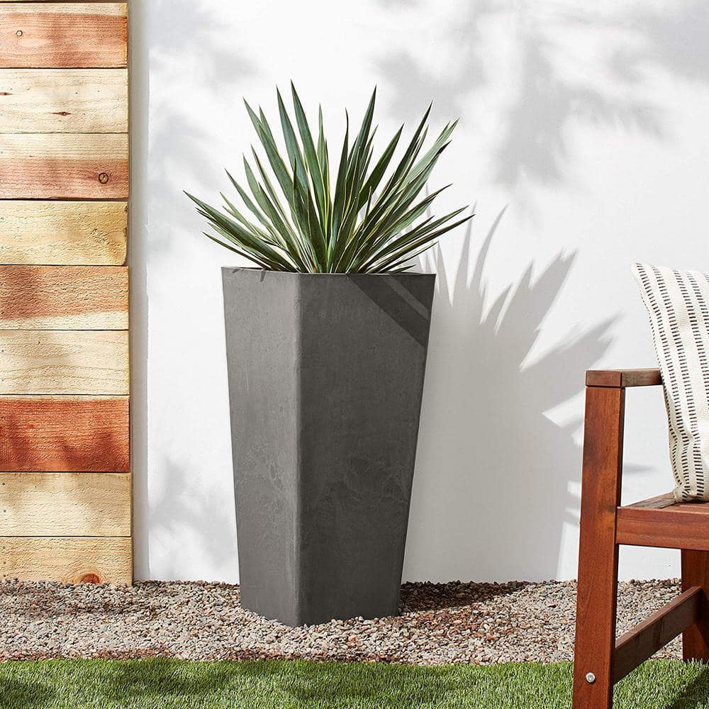 Arcadia Tall Cement Square Planter with Recycled Materials