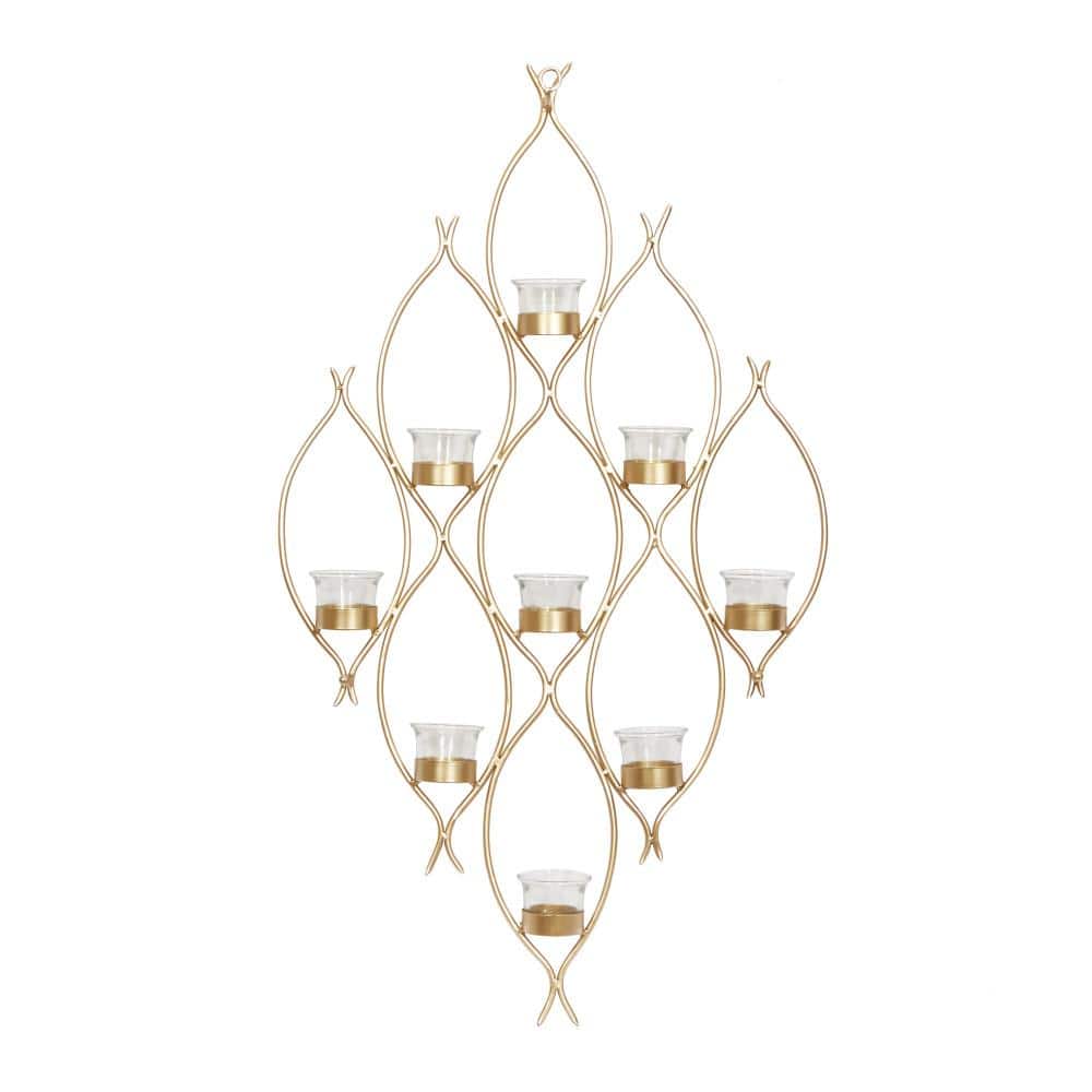 Bronze Metal Contemporary Wall Sconce Candelabra with Glass Candle Cups