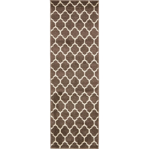 Trellis Philadelphia Medium Brown/Beige 2 ft. x 6 ft. Runner Rug