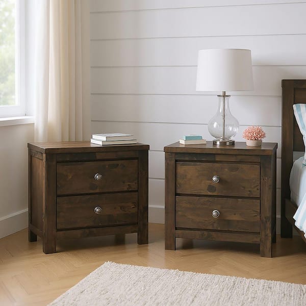 New Classic Furniture Blue Ridge Gray 2-Drawer 26.38 in. Nightstand (Set of 2)