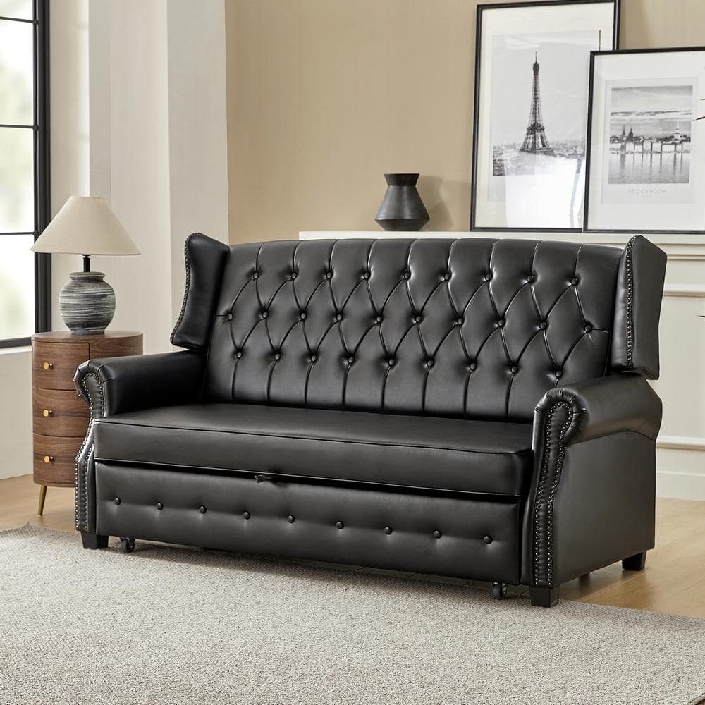 JAYDEN CREATION Oswald Black 73.5 in. W Queen Size