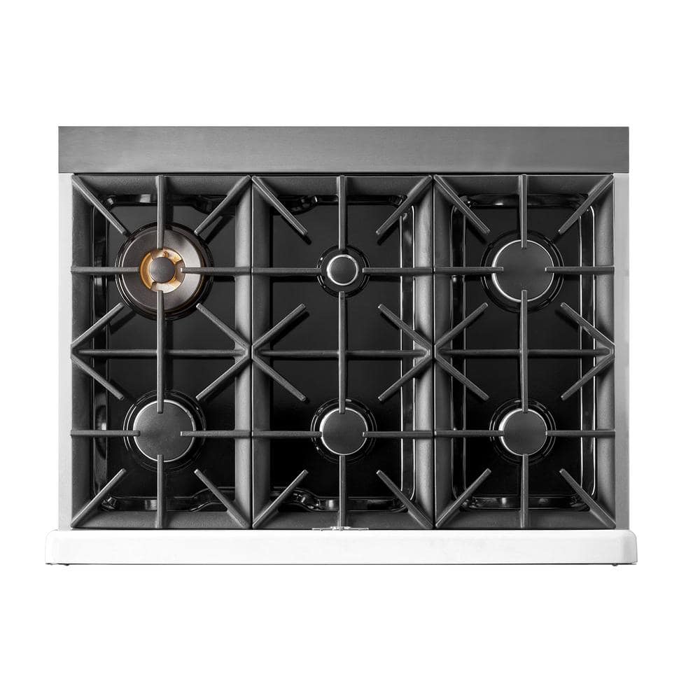 Marshmallow White 36" Retro Freestanding Gas Range with Convection Oven