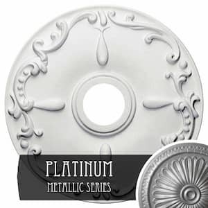 18 in. x 3-1/2 in. ID x 1-1/4 in. Kent Urethane Ceiling Medallion (Fits Canopies upto 5 in.), Platinum