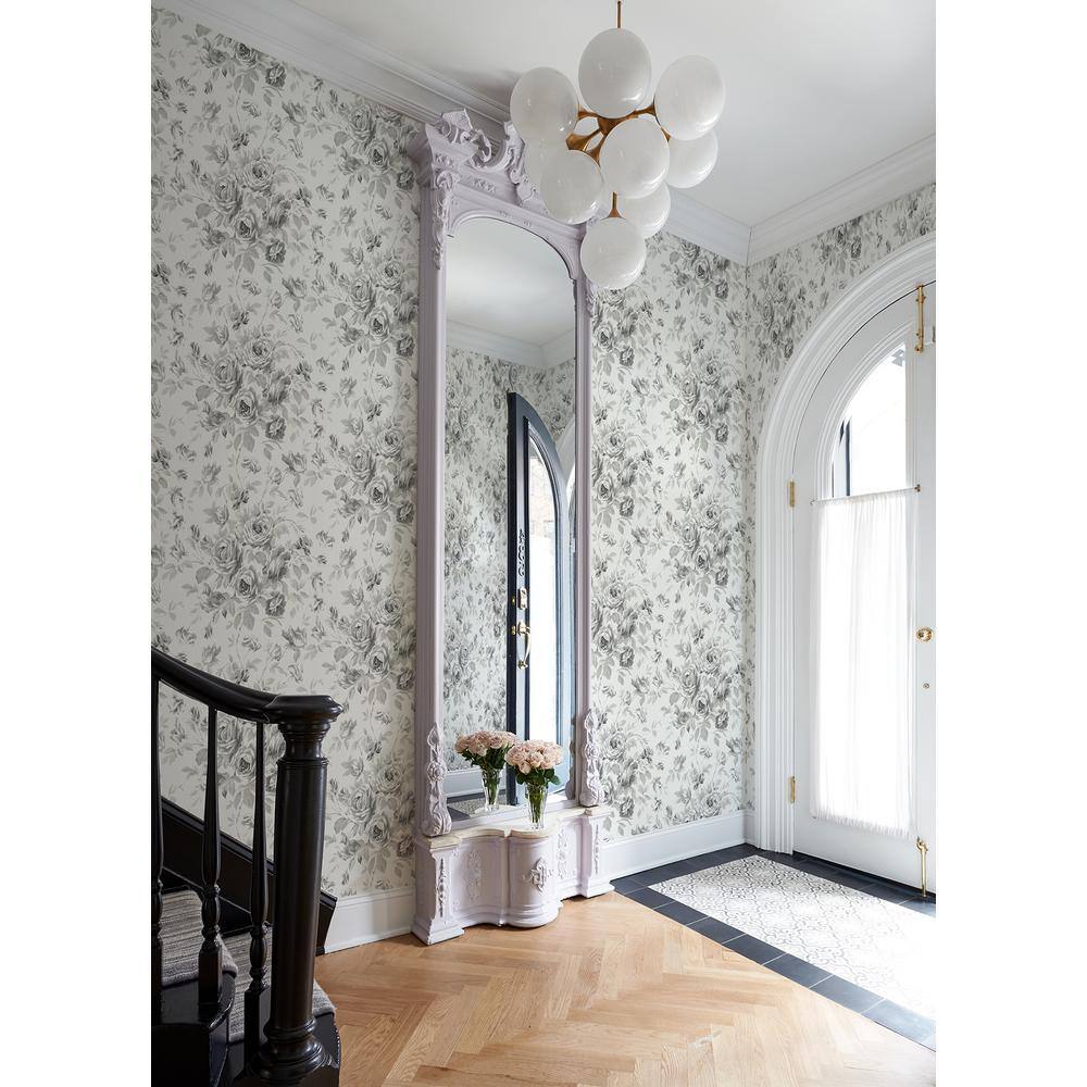 Manon Charcoal Rose Stitch Pre-pasted Washable Wallpaper