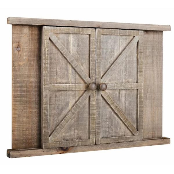 PARISLOFT 5 in. x 7 in. Rustic Brown 2-Opening Barn Door Wood Picture Frame