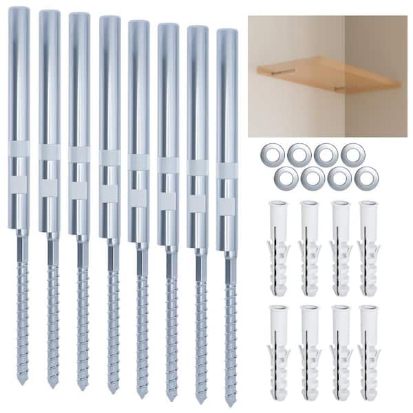 Angel Sar Silver Floating Shelf Bracket, Hidden Brackets for Floating Wood Shelves (8-Pack)