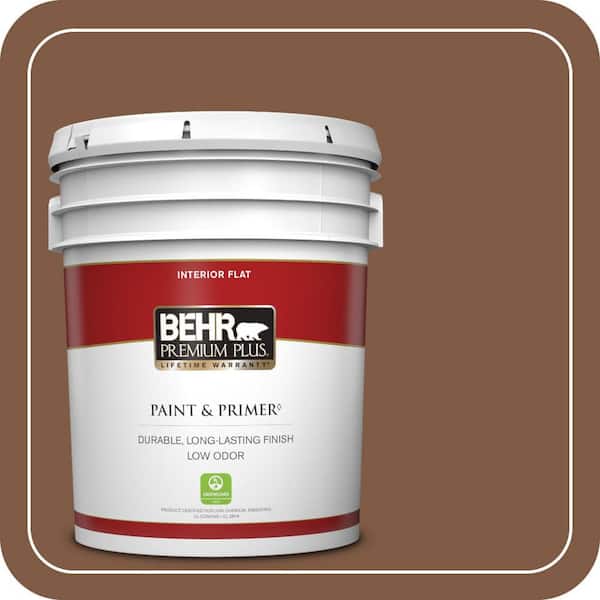BEHR PREMIUM PLUS 5 gal. #T12-2 Stagecoach Flat Low Odor Interior Paint & Primer