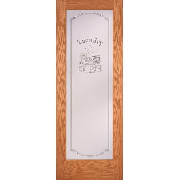 Feather River Doors 36 in. x 80 in. 1 Lite Unfinished Oak Laundry Woodgrain Interior Door Slab