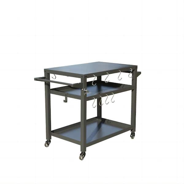 maocao hoom 3-Shelf Outdoor Grill Table, Grill Cart Outdoor with Wheels, Propane Tank Hook, Pizza Oven Table and Food Prep Table