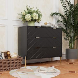 Black 3 Drawer 15.75 in. W x 31.5 in H Chest of Drawers Storage Cabinet