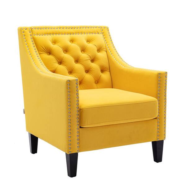 mustard yellow velvet armchair