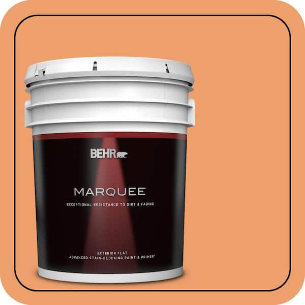 BEHR MARQUEE 5 gal. #250D-5 Florida Mango Flat Exterior Paint & Primer