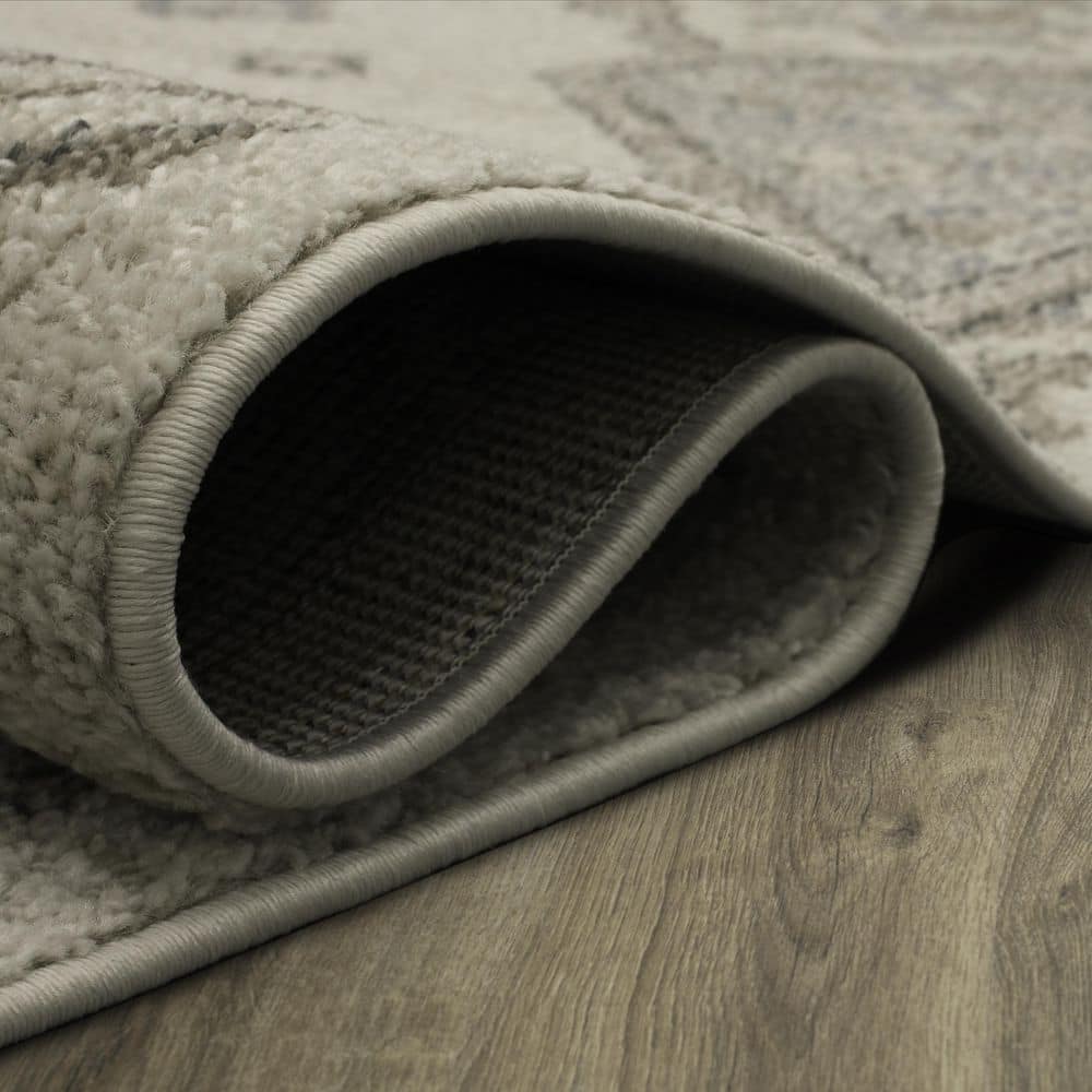 Elegant Gray 5'3" x 8' Easy-Care Synthetic Area Rug