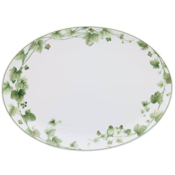 Noritake Ivy Whisper 14.5 x 10.5 in. Porcelain (Green) Oval Platter