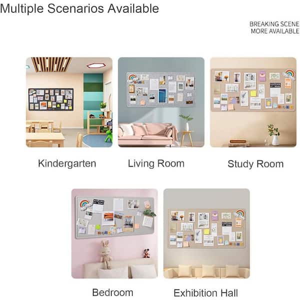 Large Bulletin Board - 48 X 36 Inches, Decorative Felt Pin Board For - View #6
