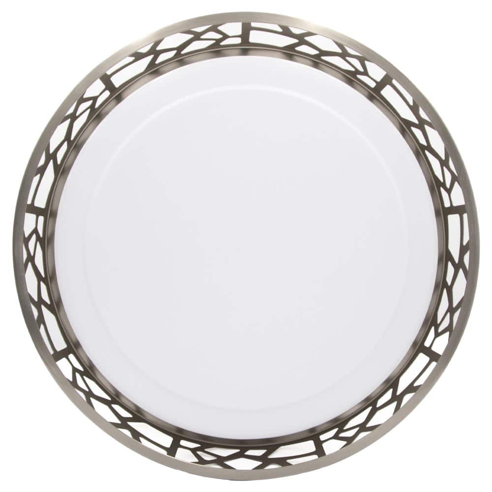 Satin Nickel 14" LED Semi-Flush Ceiling Light with Acrylic Drum