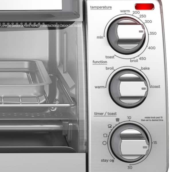 BLACK DECKER 1150 Watt 4 Slice Silver Stainless Steel Toaster Oven