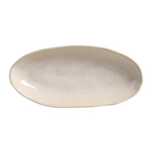 12.59 in. Latte Beige Stoneware Deep Oval Platter Large Organic (Set of 4)