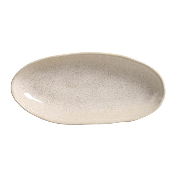 PORTO BRASIL 12.59 in. Latte Beige Stoneware Deep Oval Platter Large Organic (Set of 4)